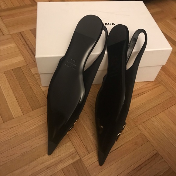 NWT Balenciaga Velvet BB Knife Slingback Flat - Picture 7 of 8